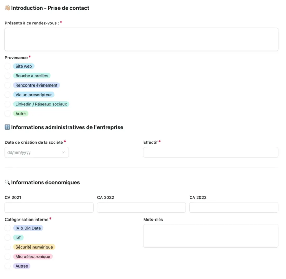 Formulaire de prise de contact et rendez-vous
