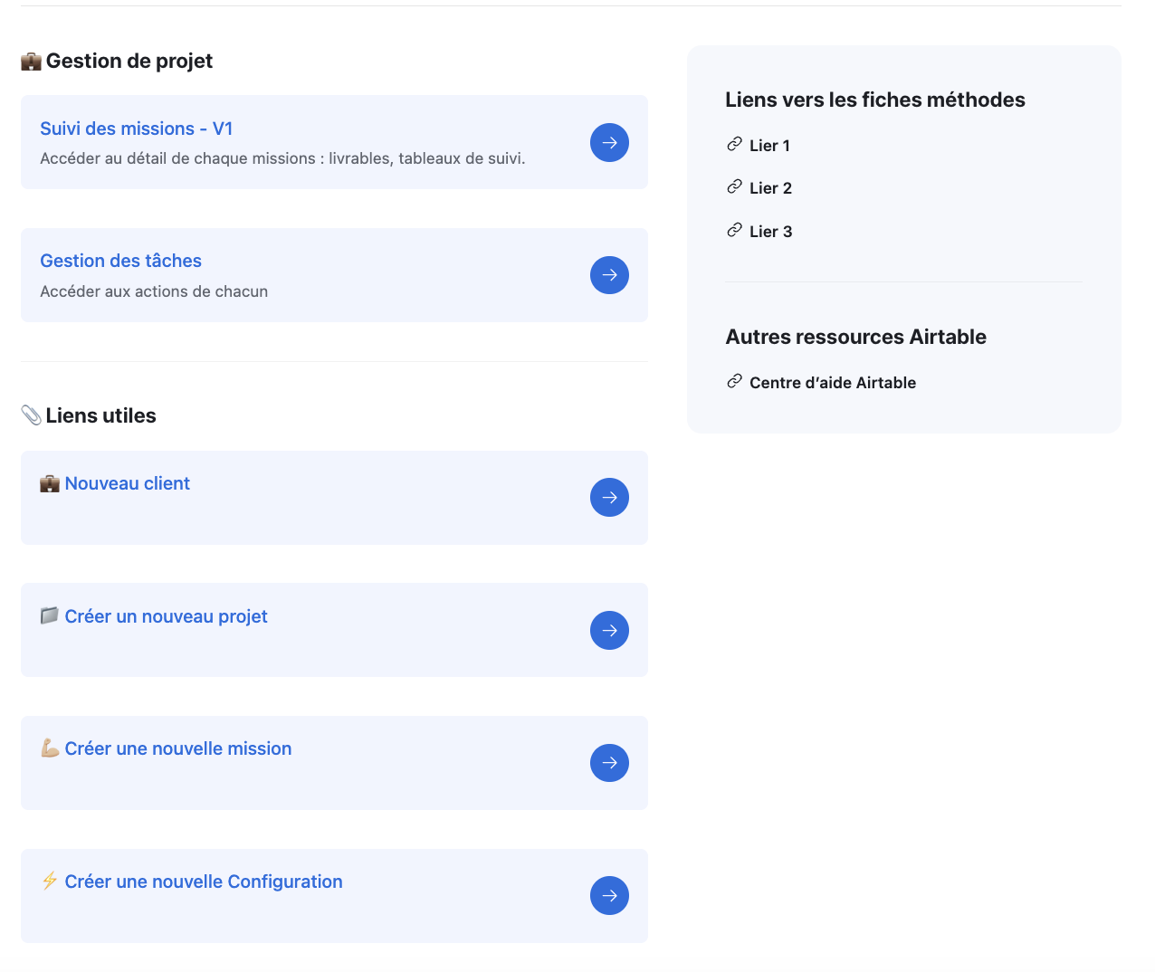 Interface de gestion de projet