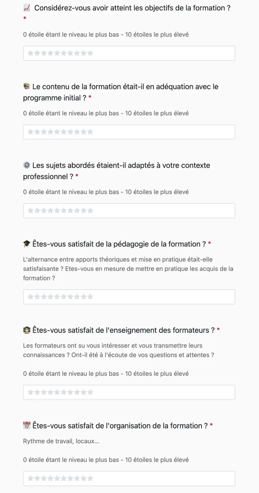 Enquête de satisfaction formation